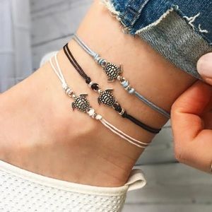 3 PC Boho Turtle Rope Anklets